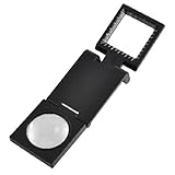 uxcell　拡大鏡　ルーペ　折り畳み式　メタルフレーム　立ちデザイン　ポーチ付き