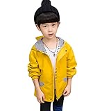 [FERE8890] 男の子 コート 犬の顔様式の帽子 ウインドブレーカ 韓国風 3～6歳 ファスナー カジュアル キッズ ジャケット 可愛い トップス イエロー L