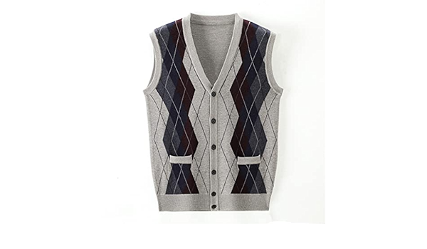 大流行中 Wpyyi ダイヤモンドチェックウールベストメンズノースリーブカーディガンベスト秋冬中高年セーターベスト Color A Size M Code Twangfest Com