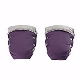 Yomaxer ハンドマフ ベビーカー用手袋　フリース裏地　厚手　防水　防寒　保温　Stroller Hand Muff (パープル)