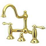 Kingston Brass KS3912AL Restoration Widespread Lavatory Faucet with Metal lever handle, Polished Bra