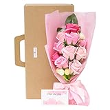 fleurmelody ソープフラワー 光触媒 花束 バラと小花 フラワーギフト ギフトケースと説明書付き (ピンク系, 10本)