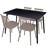 ダイニングセット 5点セット 選べるカラーバリエーション 15通り リプロダクト ポリプロピレン素材 4人掛け 幅120cm テーブル/ブラック チェア/グレー