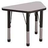 ECR4Kids 18" x 30" Trapezoid Activity Table, Chunky Legs (Gray Top/Black Edge) [並行輸入品]