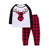 (プタス)Putars ベビー服 子供服 上下セット Tシャツ 長袖 女の子 鹿柄 チェック柄 可愛い 春 秋 冬 スポーツ 運動会 旅行 記念日 プレゼント 6-24ヶ月
