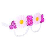 Sunstaches Clear Frame Pink and White Flower Band Sun-Staches Party Supplies Pink Yellow White [並行輸入