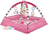 プレイマット 0か月~ 赤ちゃん 幼児 子ども 幼児 ベビー ジム プレイジム プレイマット メリー 折り畳み式 ベビーおもちゃボールプールに変身 長く遊べる コンパクトに収納 安全 保護ネット 出産祝いプレゼント (ピンク)