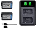 NP-FW50 互換バッテリー 2個 + 急速充電器（USB-Cケーブル付き、プラスチックケース付属）