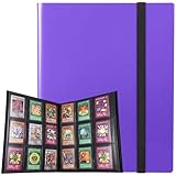 LIUDU カードファイル トレカ ファイル 9ポケット 540枚収納 表紙はPP素材 弾性包帯バインド カードシート他のゲームカードを集める (パープル, 9ポケット)