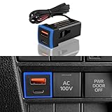 Jiooy トヨタ USBポート QC3.0+PD(30w) ノア・ヴォクシー90系 USB増設キット デュアル ヤリスクロス 車用電源増設 ヴェルファイア30 RAV4 電源ソケット 急速充電器 車 電源ポート 同時充電可能 LEDライト付き カプラーオン 取り付け簡単 (ブルー発光)