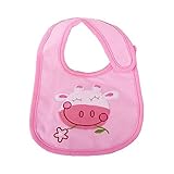0-3歳のソフトコットンベビー防水ビブベビーピンクの牛
