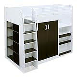 ロフト システムベッド Polino(ポリーノ) ワードローブ付き (ダークブラウン/ホワイト)