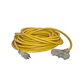 ALEKO EC12G3P50 ETL Heavy Duty 50' Extension Cord SJTW Triple Tap Lighted Plug 12/3 Gauge Indoor Out
