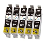 IC32 互換インクカートリッジ IC6CL32 ICBK32黒 (ブラック)5本セットヒマワリプリンターインク 増量対応機種：L-4170G PM-A850 PM-A850V PM-A870/A890/D750/D750V/D770/D800/G700/G720/G730/G800/G800V/G820