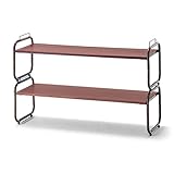 アンティークゴールド色のスタッキングシューズラック　２個セット ブラウン