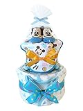 おむつケーキ ディズニー ミッキーマウス 半袖ボディスーツ付き 2段 男の子用 B (メリーズS/サイズ70)