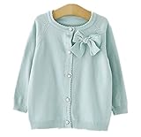 UNZ 子供服 可愛い ガールズセーター単色 長袖 ニット カーディガン セーター ガールズ キッズ ベビー 秋冬春 肌寒さ対策に 通学 外出 冷房対策に 棉素材 グリーン (100cm)