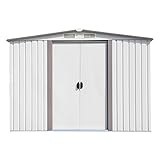 クリスマスプロモーション。8 ft x 8 ftストレージShed Toolshedスチール裏庭ガーデンパティオwithウィンドウとシャッター