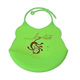 杜屋トヤ　ベビー用品　食事用スタイ　よだれかけ　ビブ　かわいい　アニマル　動物　出産祝い　プレゼント　保育園　20 x 29 cm (緑)