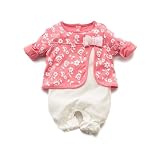 CHOUeTTe ベビー服 ロンパース 新生児～2歳半まで カーデガン風 ツーピース風 長袖 綿100% 可愛い 花柄 リボン ハート 出産祝い 誕生日プレゼントにもどうぞ 柄色サイズ多数 オリジナル