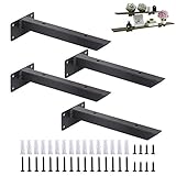 SYWXJ 隠し 棚受け金具 ブラック アイアン I型 棒状 ブラケット 棚 壁掛け 金具 フローティングシェルフ アングル 棚 受け 4本セット ビス付 (20cm)