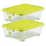 for.cEX ふた付きポリプロピレン収納ボックス クローゼット用 浅型(高さ17cm) 同色2個組 グリーン for.cEXA50-2GR