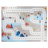 MORYTRADE 道路 マット おもちゃ プレイマット ミニカー 遊び 地図 折りたたみ 1.3m×1m 北欧風ブルー