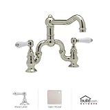 Rohl A1420LMSTN-2 Country Kitchen Bridge Faucet with Metal Lever and 9-Inch Reach Spout, Satin Nicke