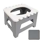 kaitou 簡易トイレ スツール簡易トイレ 折りたたみトイレ ポータブル 折り畳み 踏み台 スツール 椅子 ゴミ箱 登山 車 緊急 防災セット 避難 (グレー)