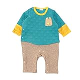 （キッズズー）Kids Zoo 水玉ニットキルト３型込み動物オール男の子/女の子/出産祝い/カバーオール/ロンパース 80 ターコイズブルー