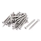 uxcell 3.9mmx38mm ステンレス鋼 フィラメント フラット ヘッド シート セルフ タッピング ネジ 30個入り