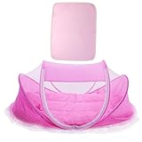 Lovoski ピンク　携帯　折り畳み式　ベビーテント　ベッド　マットレス　枕　おむつ取替えパッド　マット　柔らかい