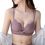[YUMISS] ブラジャー ノンワイヤーブラ 盛れるブラジャー【脇肉背中すっきり・美胸メイク・締め付け感がない・ふんわり触感】【バストアップ・脇高・苦しくない・柔らかい】 寄せブラ 補整ブラ ブラ (S(A70、B70、C70対応), パープル)