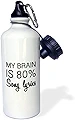 3dRose My Brain is 80% 歌詞 スポーツウォーターボトル 21オンス ホワイト