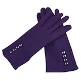 (サンライン)Sun Line 手袋 レディース あったか スマホ ４個のボタン デザイン 帯毛の おしゃれ 寒い季節の必需品 (ブラック) (パープル)