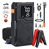 ジャンプスターター【2025年新モデル】大容量 150PSI 電動空気入れ 内蔵 10000mAh 大容量 エンジンスターター バッテリーチャージャー ポータブル コンボ 12V 自動車 バイク 対応 車 バッテリー充電器 スマート保護 緊急始動 エンジンスターター LEDライト コンパクト 防災 非常用