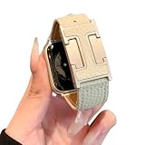 【PANDA MONO】アップルウォッチ バンド For Apple Watch バンド 本革 レディース レザー 革 H型バックル コンパチブル 交換ベルト おしゃれ 可愛い かわいい 女性向け 通気 Watch Series Ultra3/Ultra2, Series11/10/9/8/7/6/5/4/3/2/1/SE に対応 (ベージュ, 41mm/40mm/38mm/42mm(Series10/11))