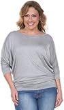 ホワイトマークユニバーサルps124-grey-1 X LプラスサイズBat Sleeve top-tunic44 ; 1 Extra Large