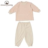 【オーガニックガーデン】キッズ　ナチュラル「ホームウェア」パジャマとしてもＯＫ　 ピンクボーダー90cm