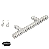 25pack Brushed Stainless Steel T Bar Kitchen Cabinet Door Handles Drawer Pull Knobs Overall Length:1