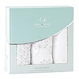 エイデンアンドアネイ ベビー おくるみ 3枚セット swaddling wrap ブランケット (カラー：metallic silver deco）4506 aden+anais [並行輸入品]