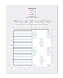 SwaddleDesigns Marquisette Swaddling Blankets, Set of 2, Premium Cotton Muslin, Simple Stripes + Pas