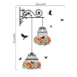 Witkey 2230 Inch Birdcage Flowers Birds Wall Stickers Birdhouse Decals Removable Art Wall Stickers h