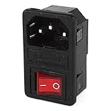 uxcell　ロッカースイッチ　IEC320 C14 　電源インレットソケット　ヒューズホルダー　DPST ON/OFF　250V 10A