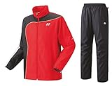 [ラケットフィールド] 【スポーツステッカー1枚付き】ソフトテニス バドミントン ウィンドブレーカー ヨネックス ヒートカプセル 裏地付き 上下セット 上下組 70081 80069 (Sサイズ, 496サンセットレッド/007)