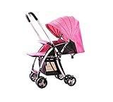 双方向ベビートロリーウルトラポータブルシンプルショックプルーフウッドカーチャイルドカーフォールディング四輪車（ピンク）