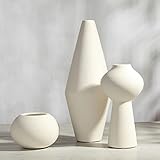 ヨーロッパスタイルのセラミック花瓶装飾シンプルなモダンなリビングルームフラワーアレンジメント装飾品の白い3ピースセット