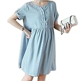 Spinas(スピナス) マタニティ 半袖 夏 授乳 綿 ワンピース コットン M～XL 全2色（ピンク　ブルー） (L, ブルー)