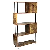 タンスのゲン オープンラック 幅80 扉付き ラック 4段 30cm 木製 s字ラック 11719198 BR