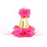 Tinksky赤ちゃん花ヘアアクセサリークラウン1st誕生日パーティー帽子カチューシャプリンセスクリスマス誕生日ギフトfor Children (ローズレッド)